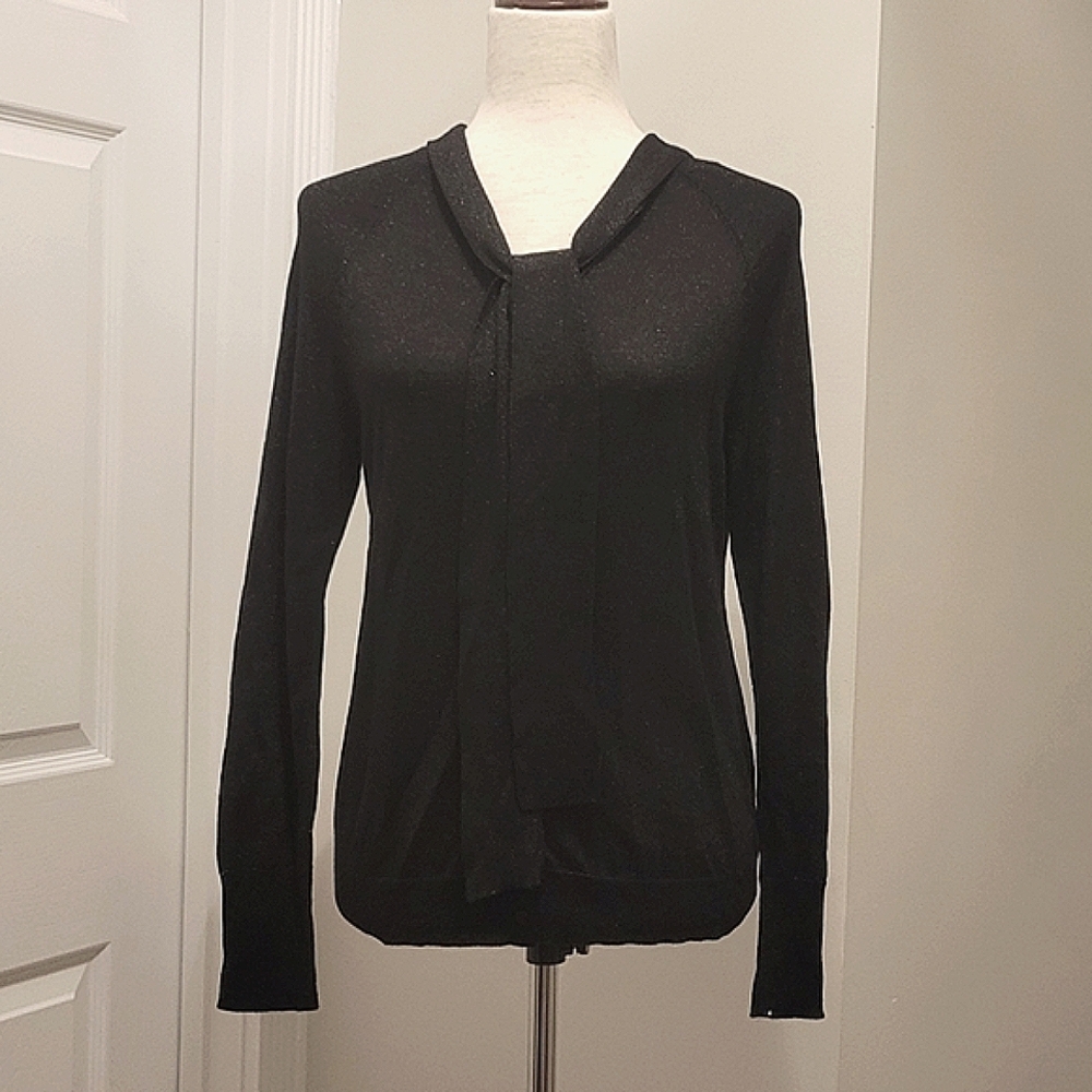 BCBG Black Shimmery Button-Down Cardigan - Size L